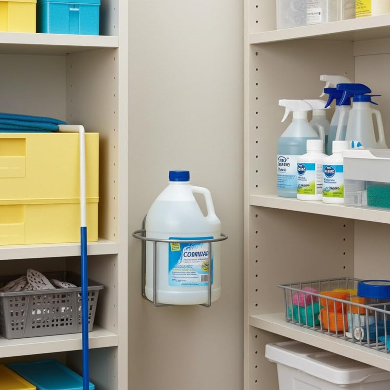 TCD Parts GREY - Round One Gallon Jug Wall Mount Rack â€“ Heavy-Duty Steel Holder for Hand Sanitizer, Hand Soap, or Liquid Detergent â€“ Space-Saving Commercial Bottle Storage Organizer - Image 3